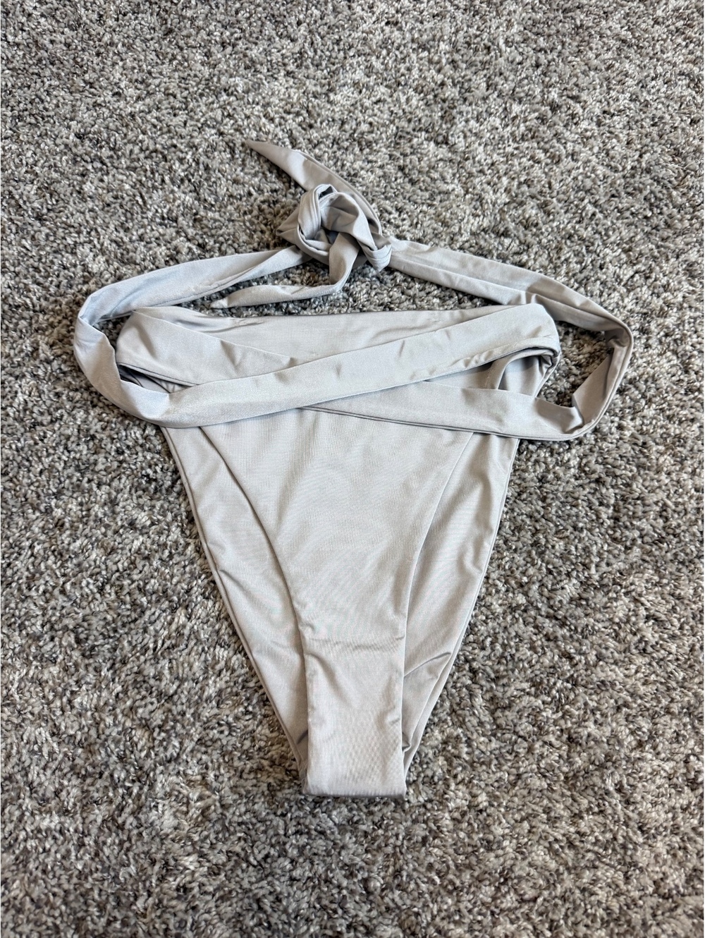 Mare Perpetua NWOT Size M Gray High Waist Wrap Lace Up Swim Bikini Bottom